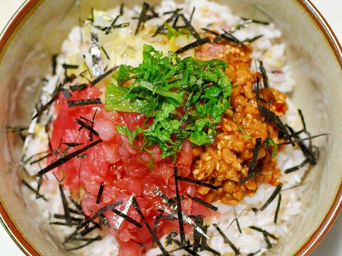 まぐろたたき納豆丼